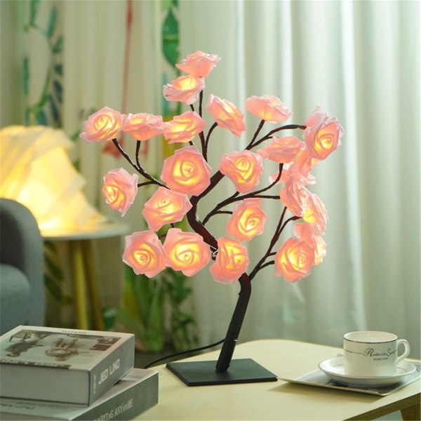 Smuk Rose Buket Led Tree Bordlampe Home Decoration Gave [DB] Pink One Size