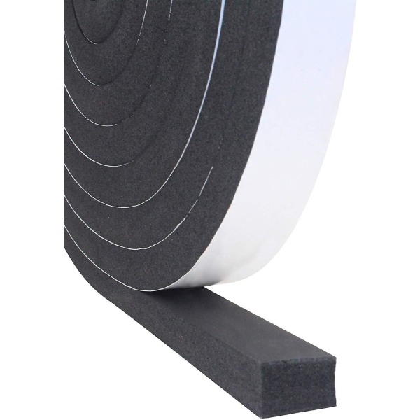 Vindue- og dørforsegling, skumgummi klæbende forsegling, 25 mm bred x 20 mm tyk x 5 m lang, sort