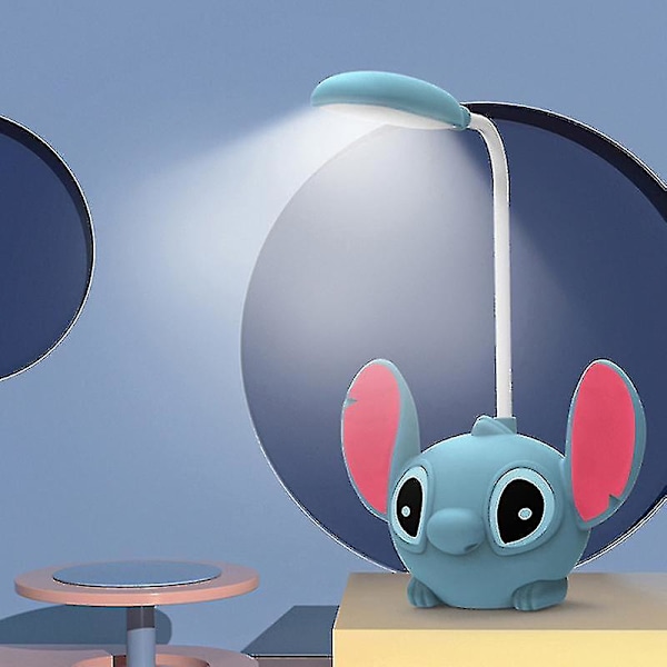 1 stk Disney Anime Stitch skrivebordslampe øyebeskyttelse LED nattlys USB bordlampe god premium [DB] Pink one size