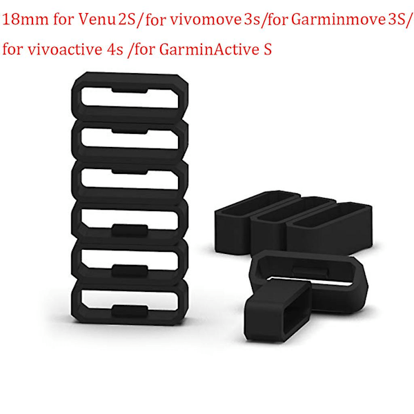 10x Fastsättningsring för Garmin-Venu 2S-armband Silikon Gel Fixeringsspänne Armband Ring {Db} Black 18mm