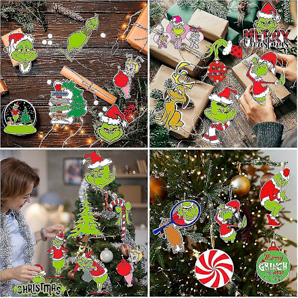 24 st Grinch Julgransdekorationer Grinch Julgranspynt [DB]