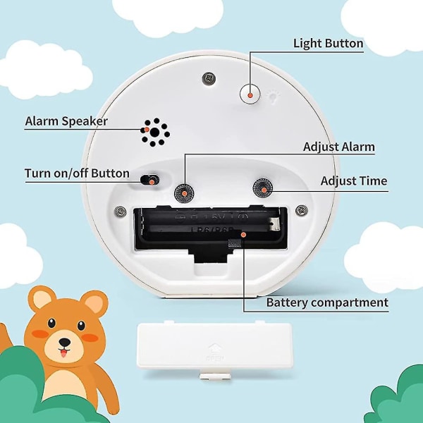 Vækkeur, Analog Vækkeur Til Børn, Analog Kvarts Vækkeur Med Nattelys, Høj Alarm