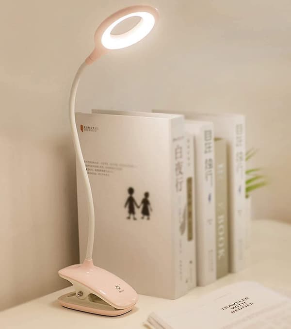 Led klipsbar leselampe dimbar øyebeskyttelse bordlampe [DB] Pink