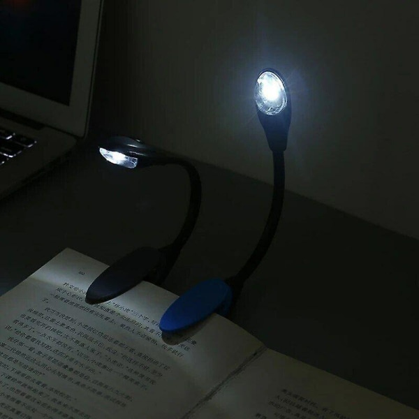 1 stk. Mini Fleksibel Clip-on Lys Boglampe Bærbar Hvid Led Bog Læselampe Læselampe Klemmelampe Bærbar Led Mini Lampe Sort