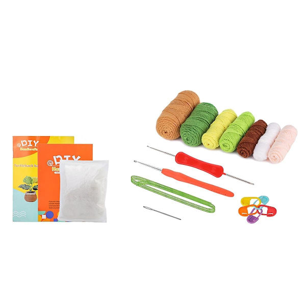 Komplette hæklekits til begyndere, gør-det-selv Monstera Deliciosa hæklekit med strikkemarkører Easy Y