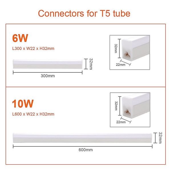Led Tube T5 lampe 220v fluorescerende lysrør 9w 14w 18w Led væglampe [DB] Warm light 0.6m