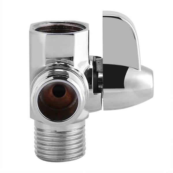 Bruseadapter 3-vejs messing krom omskifter G1/2\" T-form adapterventil til brusearmmontering [DB]