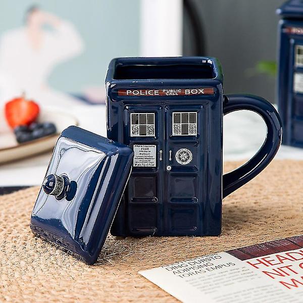 Doctor Who Tardis Mug Kaffe Te Kopp Poliskiosk Keramikmugg Med Lock Cover Födelsedagspresent db