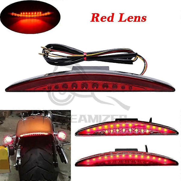 Motorcykel Bakskärm Spets Broms LED Bakljus Blinkers Lampa För Harley Davidson Dyna Fat Bob Fxdf Breakout Efi Fxsb Cvo [DB] Red