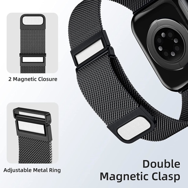 Metallrem kompatibel med Apple Watch -rem 38 mm 40 mm 41 mm 42 mm 44 mm 45 mm 49 mm, magnetiskt ersättningsband i rostfritt stål för Apple Watch Ultra/iwat