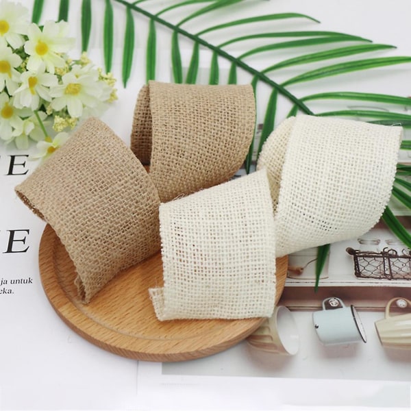 2m Rustic Natural Jute Hessian Burlap Ribbon Roll Sewing Packaging Diy Craft Jikaix