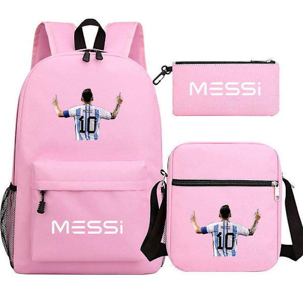 Nye Messi Rygsække 3stk Fodboldstjerner Printe Letvægts Simple Laptop Skole Tasker Junior-senior Gymnasieelever Mochilas DB deep blue