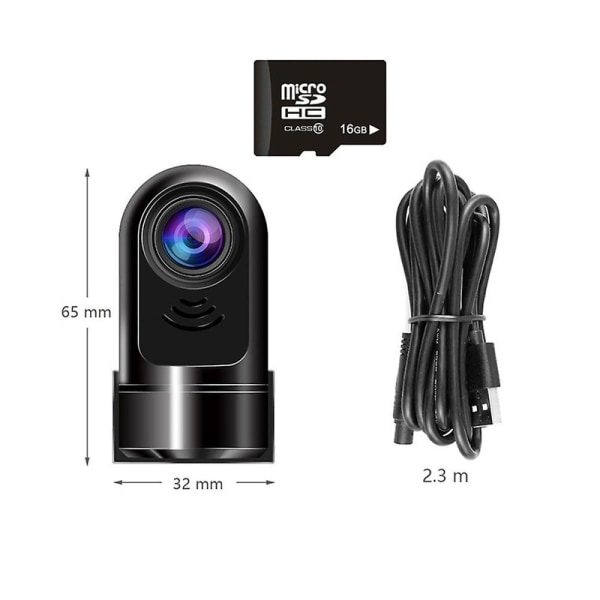 1080p Hd 360 Roterende Mini Adas Dashcam Nytt Mini Front Dash-kamera for biler 2024 db 16G Edition