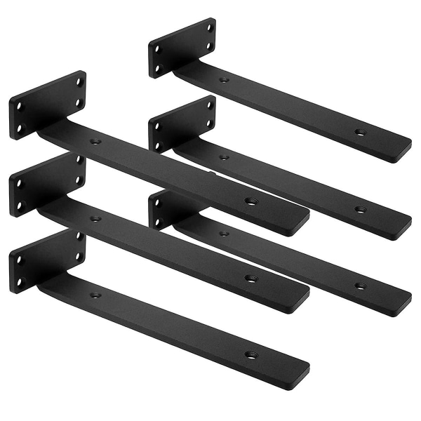 Heavy Duty Flydende Hyldebeslag, (1/5in Tyk) Skjulte Hylder Hardware, Støbejerns L Beslag, Ru [DB] Black