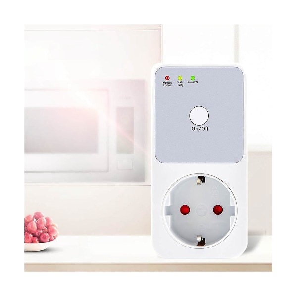 Automatisk spændingsbeskytter stikkontakt Power Surge Safe Protector Sokkel Spændingssikkert Køleskab [XC] White