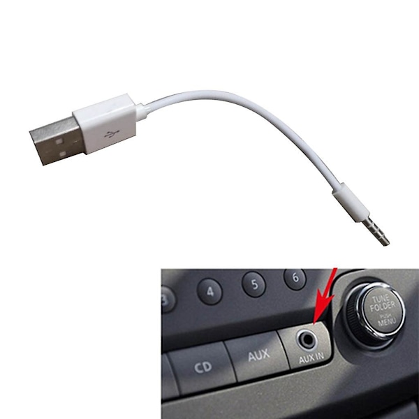 AUX til USB 5mm Hann Aux Lydkontakt Plugg til USB 2.0 Hunn Kabel Konverterer USB male to 3.5mm male