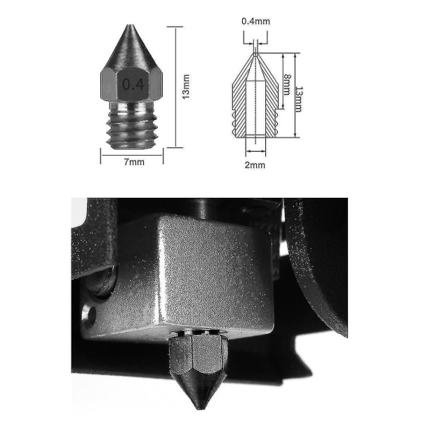 3D-tulostimen puhdistustyökalusarja 0,4 mm karkaistu terässuutin (12 kpl)