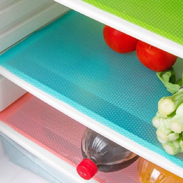 9 pakke kjøleskapsmatter, vaskbare kjøleskapsmatter, vanntette kjøleskapsmatter, skuffehyller, bordmatter, kjøleskapsunderlag, 3 røde/3 grønne/3 blå