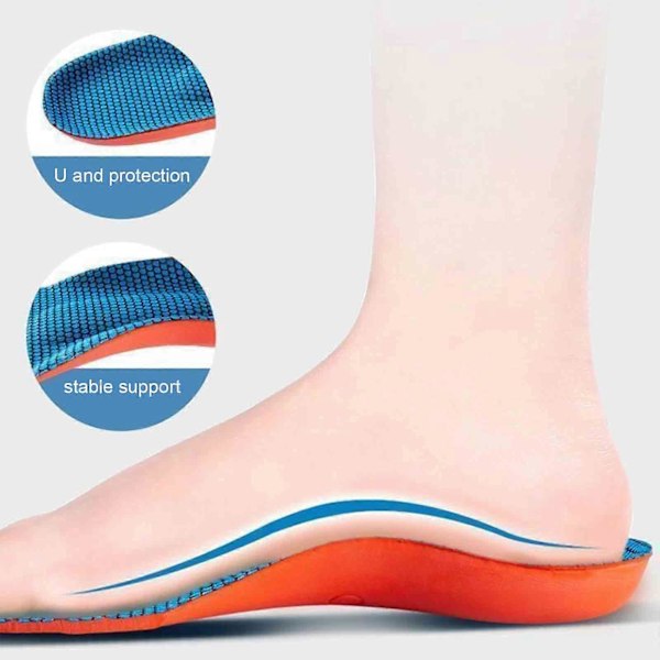2x Ortopediska Inläggssulor för Stöd för Fotvalv Plantar Fasciit Plattfot Rygg- & Hälsmärta [db] Orange 39-40