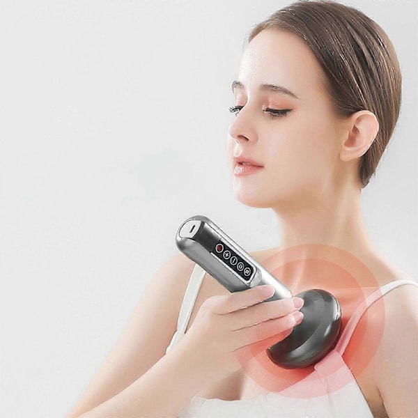 Koppningsset Gua Sha Massage Tryckavlastning Uppvärmning Tryckavlastning 12 Lägen Smart Elektrisk Koppning Bärbar Uppladdningsbar Koppningsmassage Till [Db] Gray