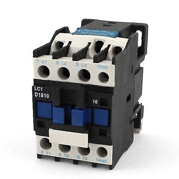 AC-kontaktor AC220V spole 18A 3-fas 1NO 50/60Hz motorstartrelä LC1 D1810 svart  [dB}