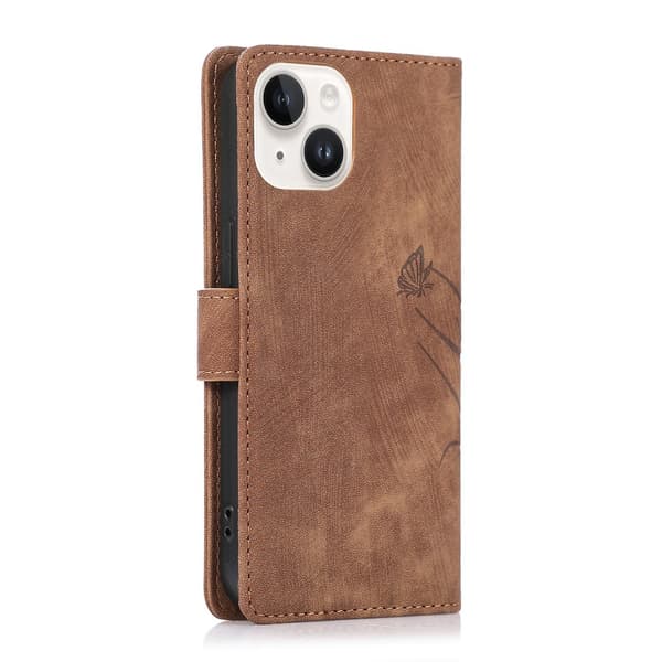 Orkidé Lærveske for iPhone 13 [DB] Brown