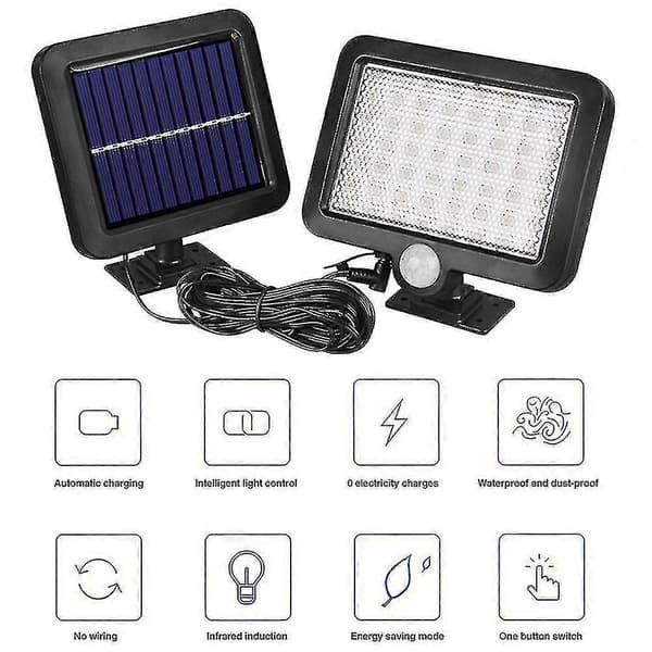 Evago Solcellelamper Utendørs LED Solcelle Vanntett Vegglampe Med Ledning [DB]