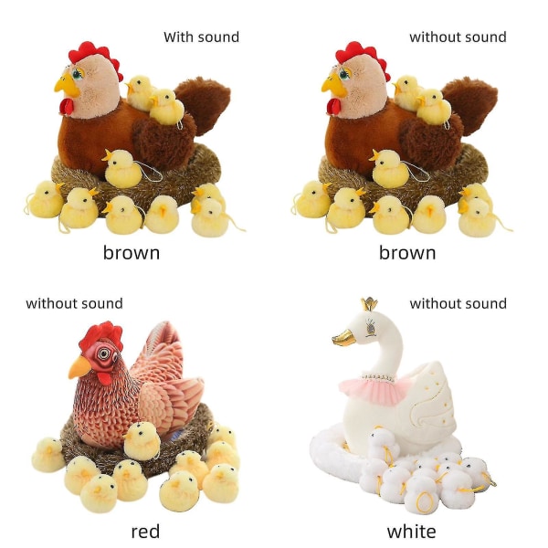 12 kpl / set Chicken Pehmolelu Chicken Coop -lasten kanssa Pehmeät täytetyt eläinnukke pääsiäislahjat [DB] brown
