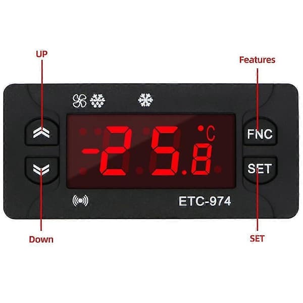 Etc-974 Digital Temperaturregulator Mikrocomputer Termostater Termostat Kølealarm 220 [DB]