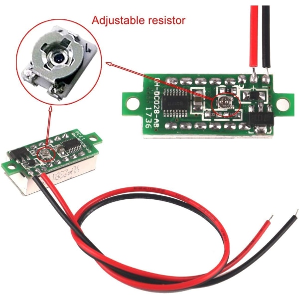 5 st Digital DC Voltmeter 0.28 tum Tvåtråds 2.5V-30V Mini Digital DC Voltmeter Spänningstestare Mätare, LED Digital Spänningsmätare (Röd)