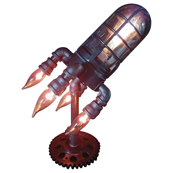 Steampunk Rakettlampe Rakett Rør Flamme Nattelys Gave Hjem Dekorasjon [DB] EU Plug