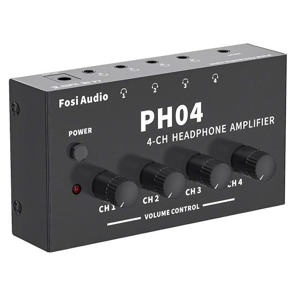 Ph04 4-kanals hörlursförstärkare Stereoljudförstärkare Ultrakompakt bärbar hörlursdelare för Studio-eu-kontakt