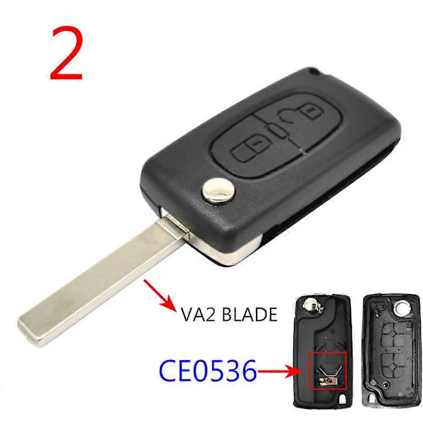 Bilnyckel Fjärrkontroll Flip Nyckel Skal Fodral 2 Knappar CE0523 CE0536 För Peugeot 308 207 307 3008 5008 807 För Citroen C2 C3 C4 C5 C6 C8 [Db] Model 2