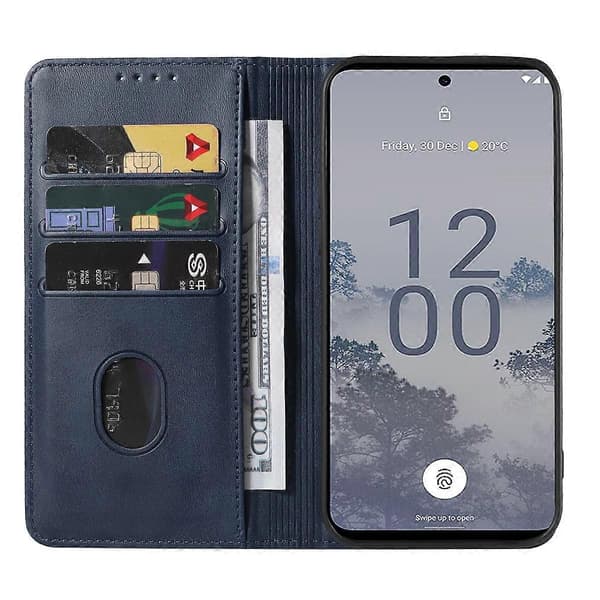 Mobilskal i läder för Nokia C21 Plus [DB] Blue