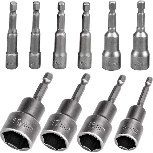 10 kpl Kuusiokantainen magneettihylsy, 6-19mm magneettiset hylsyavaimet kuusiokantainen ohjausmutterin asetin [DB] style2701