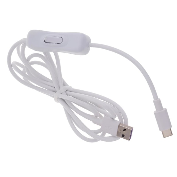 Højhastigheds hvid Type-c USB-kabel med tænd/sluk-knap til telefoner og tablets [DB] 1m