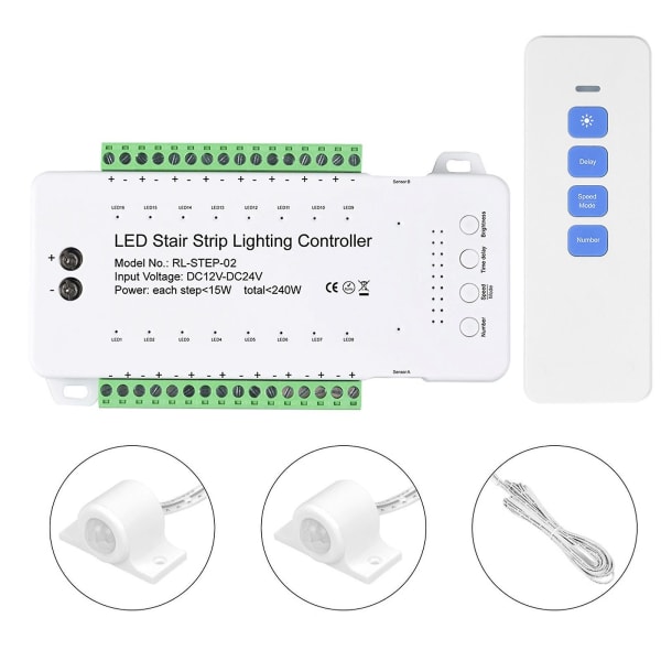 Led-portaiden valokontrolleri himmennettävä portaiden valaistus automaattinen liikkeentunnistus Se  [dB} 16 Channels