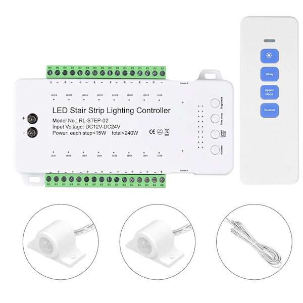 Led Trappe Lys Controller Dæmpbar Stigebelysning Automatisk Bevægelse Se  [dB} 16 Channels