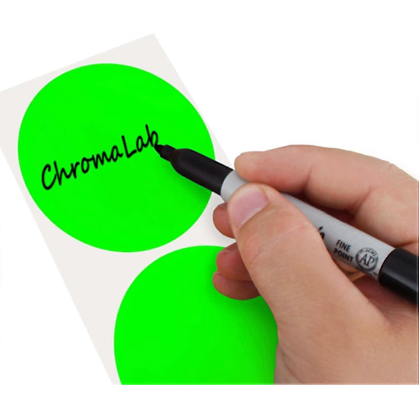 Tarrat, 5 cm pyöreät, irrotettavat värikooditarrat, 500 per rulla [db] Fluorescent Green