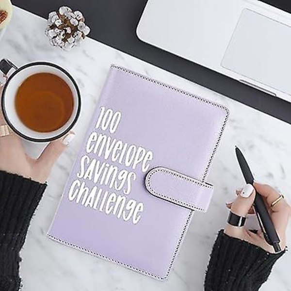 100 kuvert sparchallenge - Budget Binder Savings Challenge Book med kontantkuvert - Pengabesparingssystem för budgetplanerare och pengasparare Purple