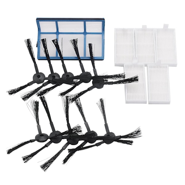 5 Filter + 10 Sidebørster for Medion 16192 18500 18501 18600 Reservedeler {Db} Blue  white  black