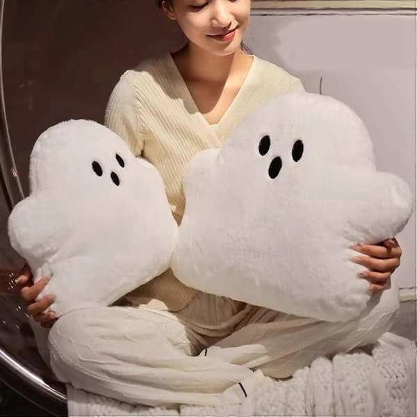 Plysch söt vit molnspöke docka Halloween kudde barnpresent docka hem sovrumsstolsdekoration S[DB] White