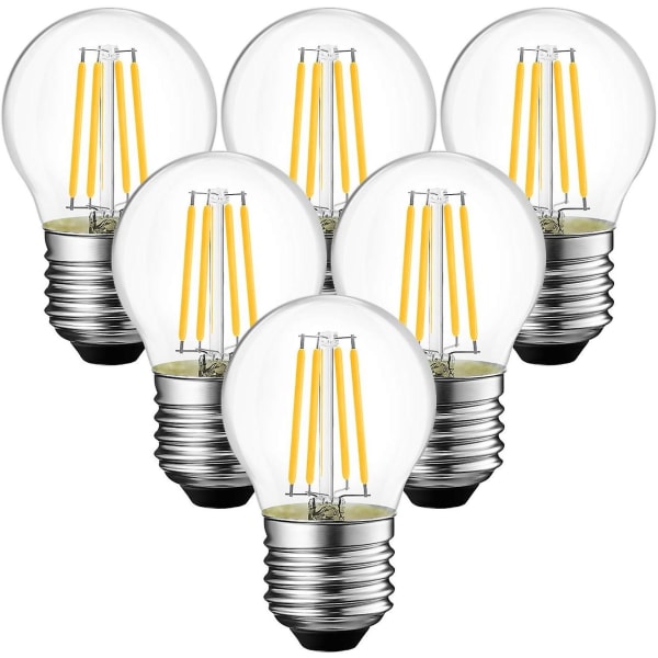 Glödlampa, 4w Led E27 Filament G45-glödlampa, 470 lumen motsvarande 40w vintage halogenlampa, 2700k varmvit, ej dimbar, paket med 6