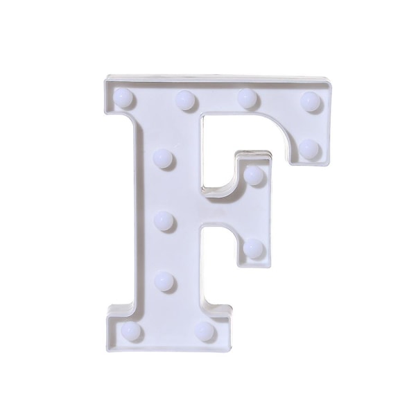 Alfabetets ledbokstavslampor lyser upp Vita plastbokstäver stående hängande A [DB] F