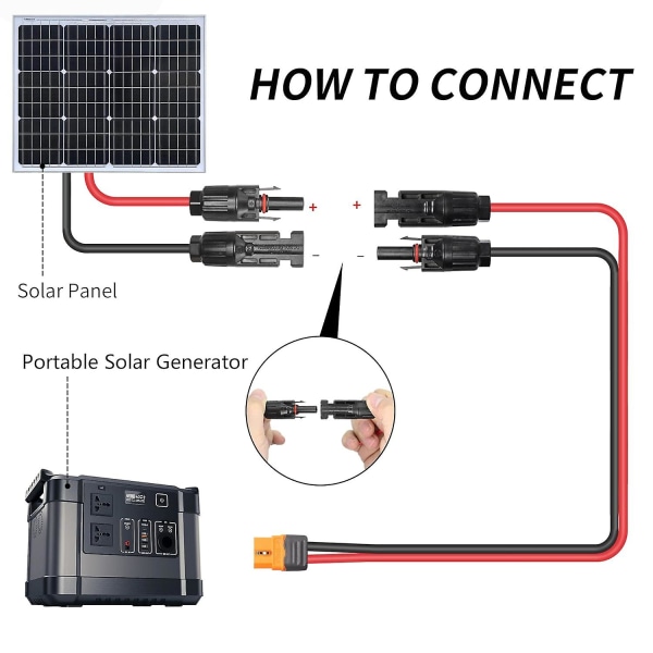 12awg solcellekontakt til Xt60i-adapterforlengelseskabel, 1,5 m