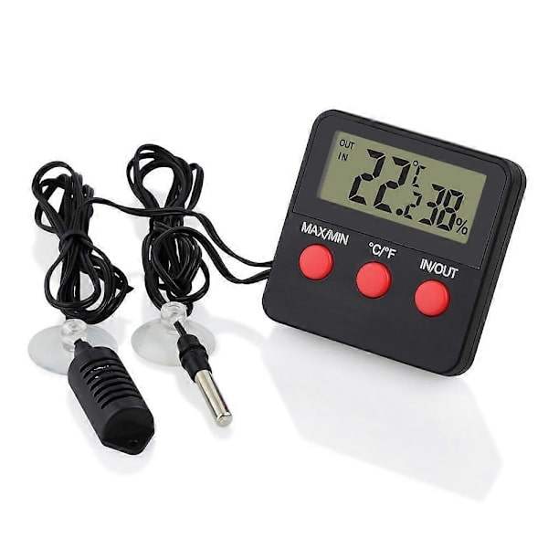 Digital Reptil Hygrometer Termometer, Afstandsmåling af Luftfugtighed og Temperatur - Også Velegnet [DB]