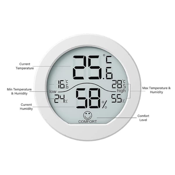 Indendørs hygrometer termometer - rumfugtighed og temperatursensor måler med komfortniveauindikator