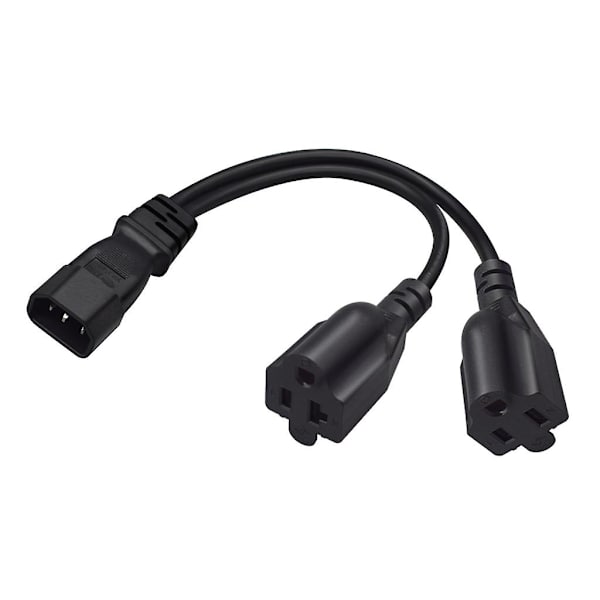 Iec320 C14 til Nema 5-15r+ 5-20r strømkabel 1 ind 2 ud Y-splitter adapterledning [DB]