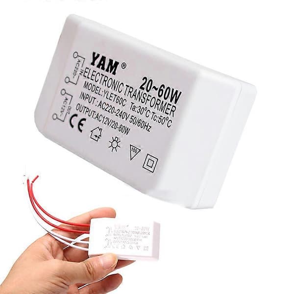 Elektronisk Transformator AC 220V Til 12V 20-60W Halogen Lys Driver Strømforsyning [db]