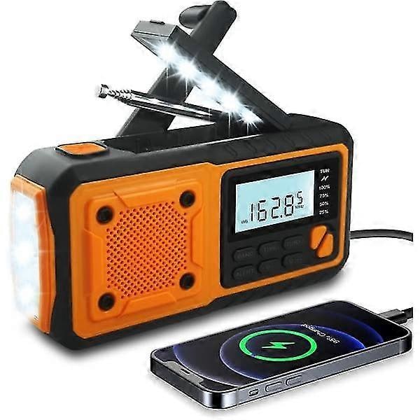 Nyaste Nödradiomodellen - 4000mAh Powerbank Solcellsdriven Vevradio - AM/FM/WB/NOAA och Bärbar Väderradio med Larm [DB]
